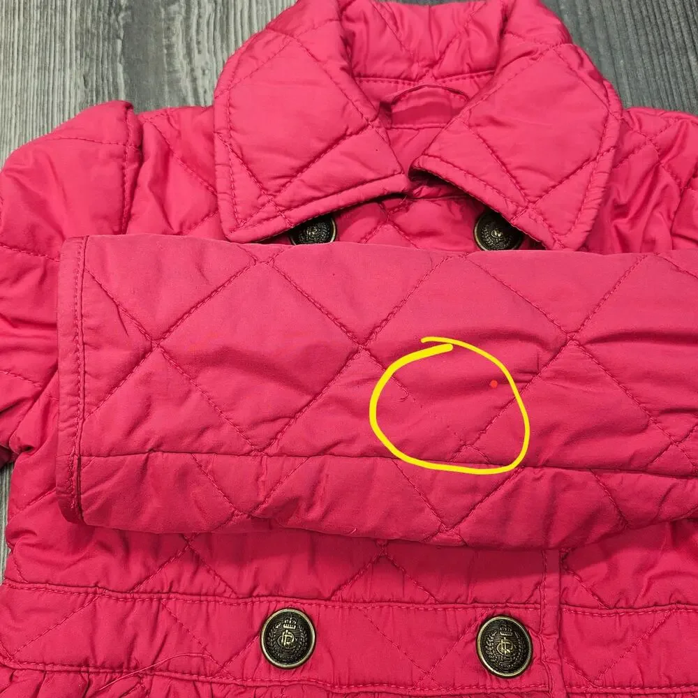 RALPH LAUREN QUILTED JACKET – GIRLS 4T – BRIGHT PINK – DOUBLE‑BREASTED